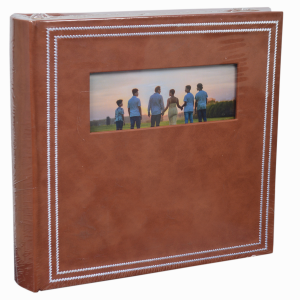 Фотоалбум 200 бр. 10х15 кожен светло кафяв с прозорче